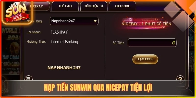 Nạp tiền Sunwin qua Nicepay tiện lợi