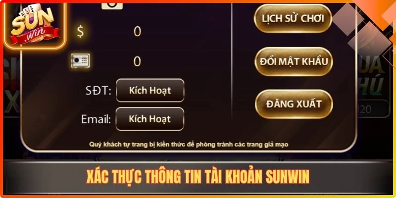 Xác thực thông tin tài khoản Sunwin